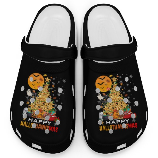 HAPPY HALLOTHANKSMAS CHRISTMAS THANKGIVING Clogs