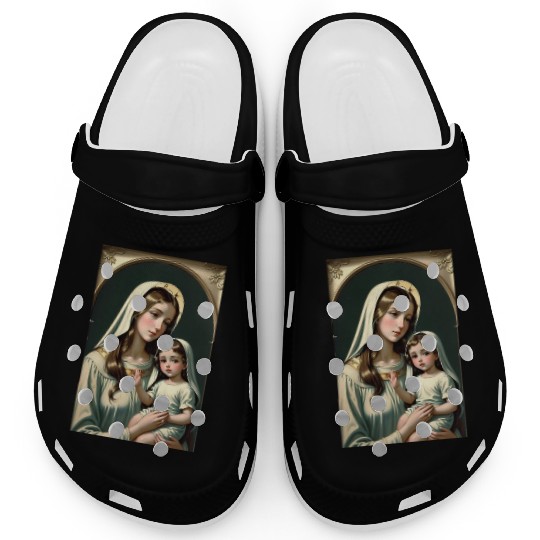 Mother Mary with Baby Jesus Vintage Styled Clogs
