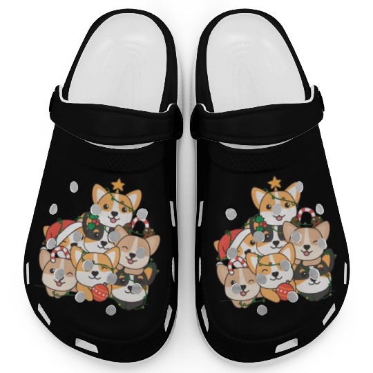 Corgi Christmas Tree Funny Animal Christmas Clogs