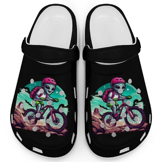 MTB alien race on mountain bike Clogs
