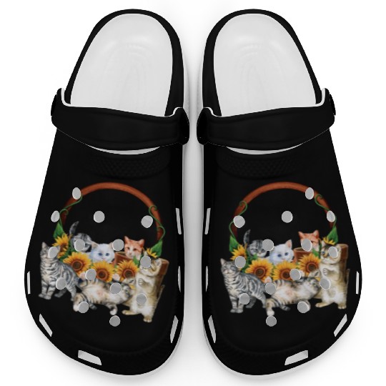 Kittens Sunflowers Gift For Cat LOver Clogs