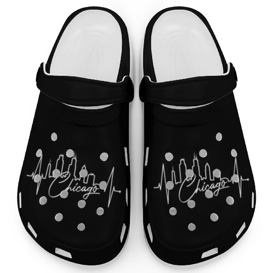Chicago Skyline Heartbeat USA Heart I Love Chicago Clogs