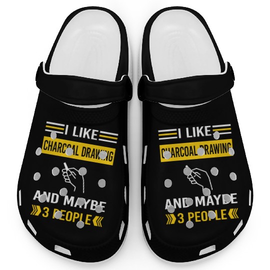 3 People Charcoal Drawing Clogs