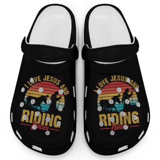 I Love Jesus And Riding Horses Riding Woman Horseb Clogs