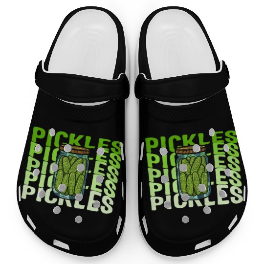 Pickle Clogs, Jar Of Pickles Cute Retro Green Clogs