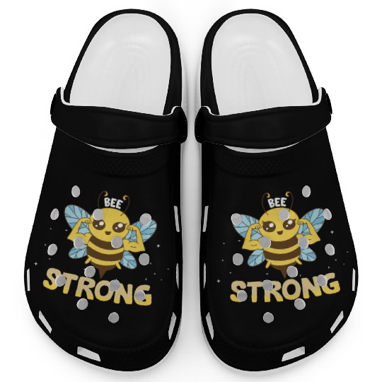 Bee Strong Women Cute Bee Graphic Clogs