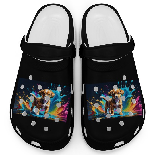 Cute Puppy Made of Liquid Colours Clogs