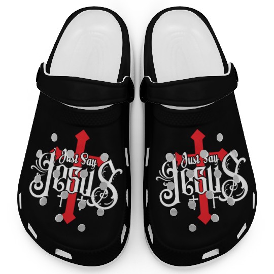 Just Say Jesus Love Jesus Christian Christmas Clogs