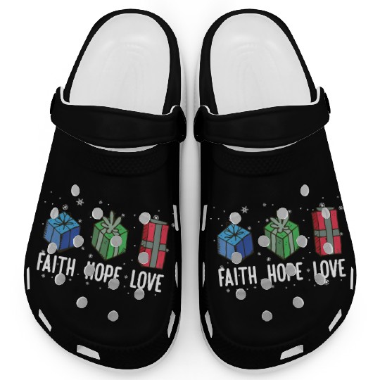Faith Hope Love Religious Family Christmas Clogs