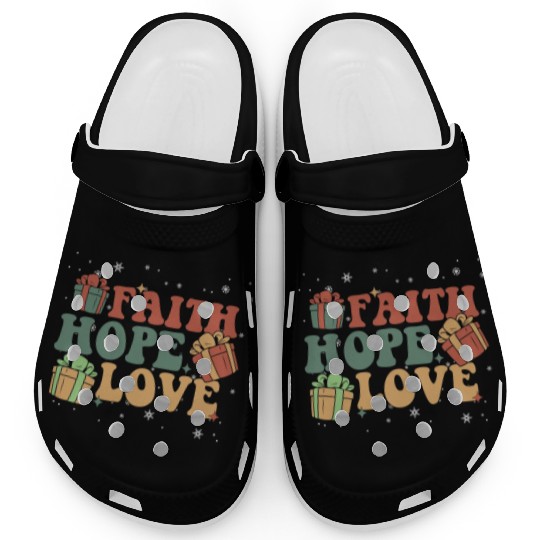 Faith Hope Love Religious Family Christmas Clogs