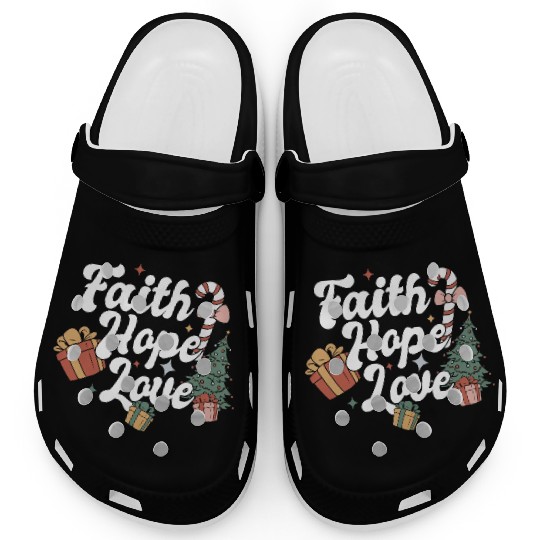 Faith Hope Love Religious Family Christmas Clogs