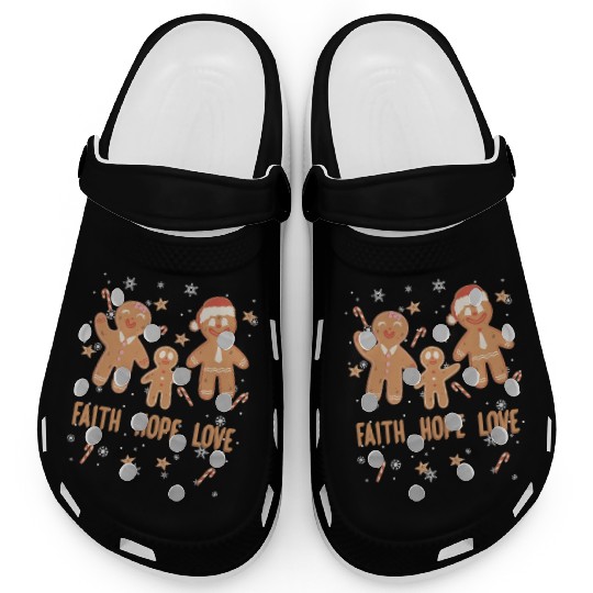 Gingerbread Man Faith Hope Love Religious Clogs