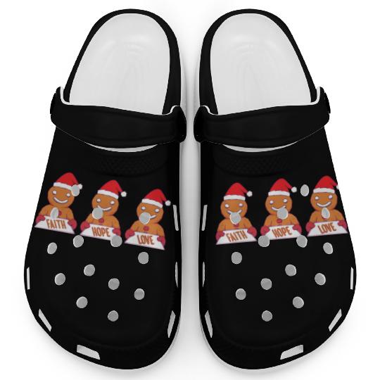 Gingerbread Man Faith Hope Love Religious Clogs