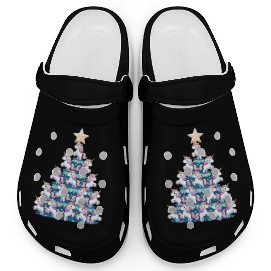 Unicorn Christmas Tree Design Clogs