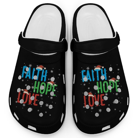 Faith Hope Love Religious Family Christmas Santa Clogs