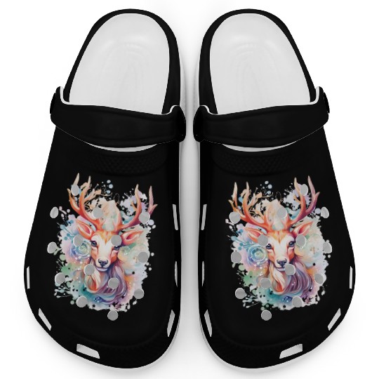 Colorful Reindeer Fantasy: Studio Ghibli Style Clogs