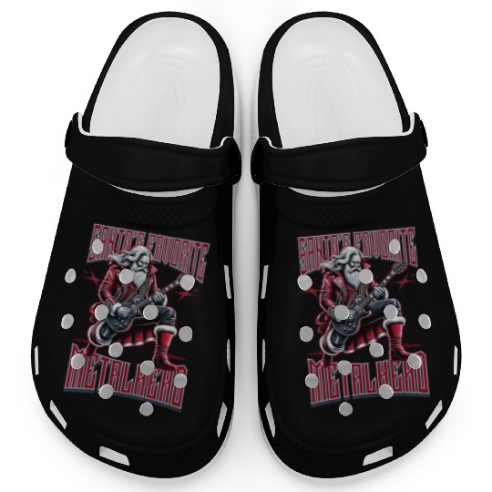 Christmas Rock & Roll Heavy Metal Santa Guitarist Clogs