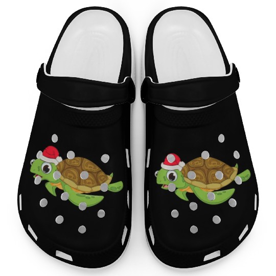 Christmas Clogs for Girls Sea Turtle Santa Hat