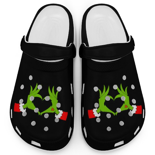 Heart Hands Graphic Christmas Clogs