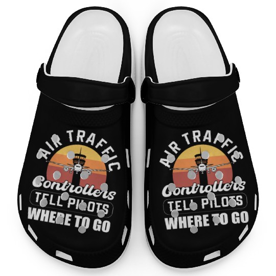 Airplane Airfield Aviation Air Traffic Controller Clogs
