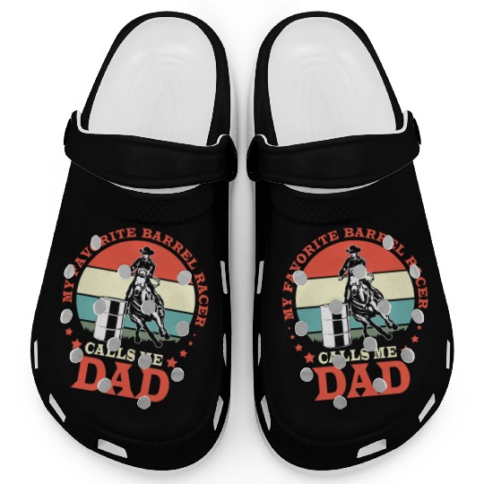 Retro Horse Riding Fathers Day Barrel Racing Dad Clogs