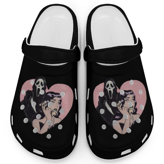 ghostface phone call love heart Clogs