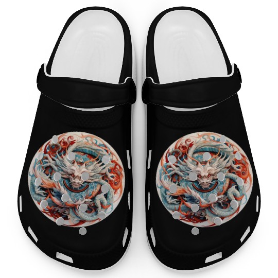 Chinese Dragon Mandala Art Clogs