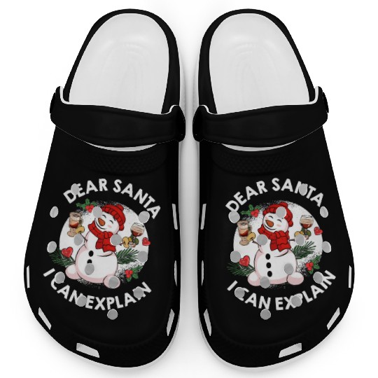 Schneemann Dear Santa I can Explain Funny Clogs