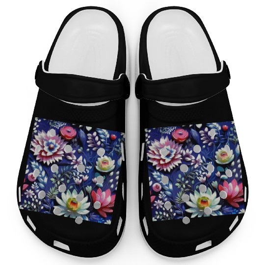 Midnight Floralscape Clogs