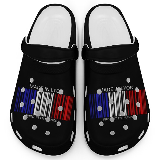 Lyon Barcode France Flag for French People Clogs