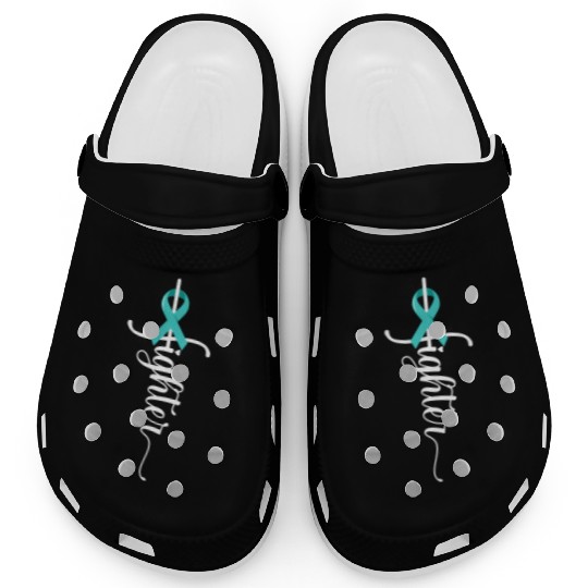 Fighter Christian Cross Warrior Ovarian Cancer Clogs