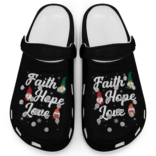 Faith Hope Love Religious Family Christmas Gnome Clogs