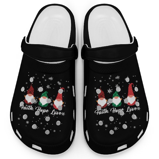 Faith Hope Love Religious Family Christmas Gnome Clogs