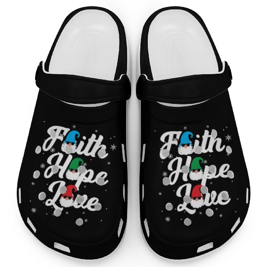 Religious Family Faith Hope Love Christmas Gnome Clogs
