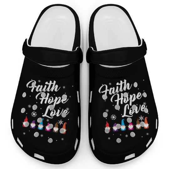 Religious Family Faith Hope Love Christmas Gnome Clogs
