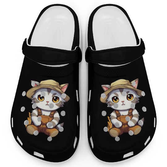 Kawaii Cat Farmer Agriculturist Farming Cute Anime Clogs