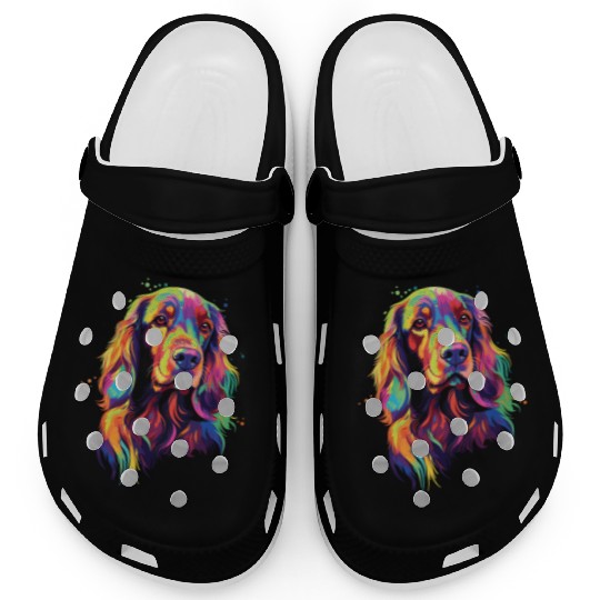 Watercolor Colorful Irish Setter Clogs