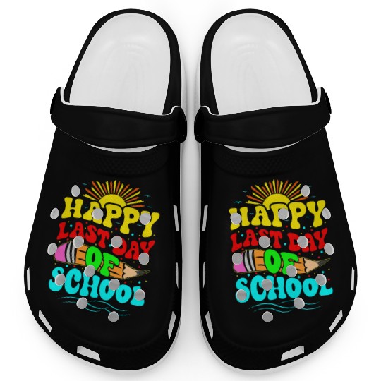 Happy Last Day Of School Teacher Students Groovy Clogs