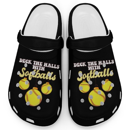 Softball Player Catcher Christmas Balls Deck The Clogs