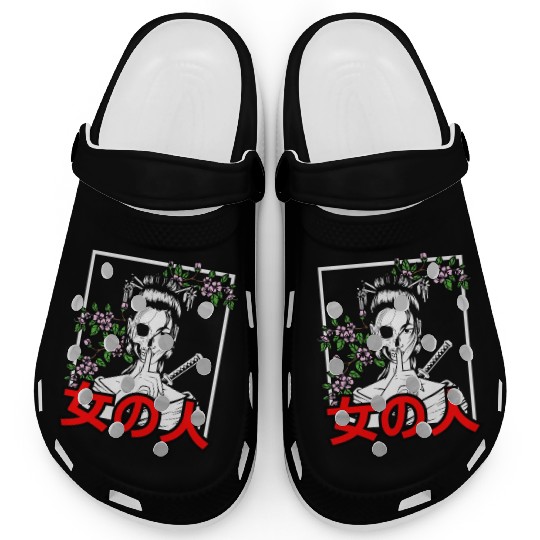 Japanese Samurai Floral Warrior Flower Woman Clogs