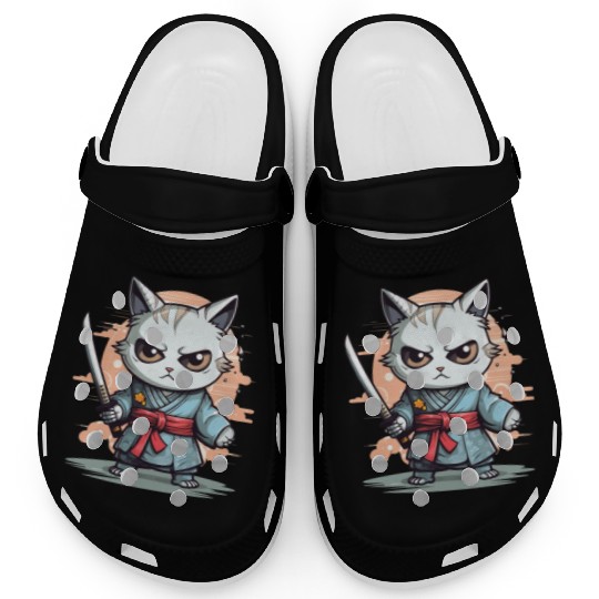 Cute Samurai Cat Kawaii Japanese Ronin Aesthetic A Clogs