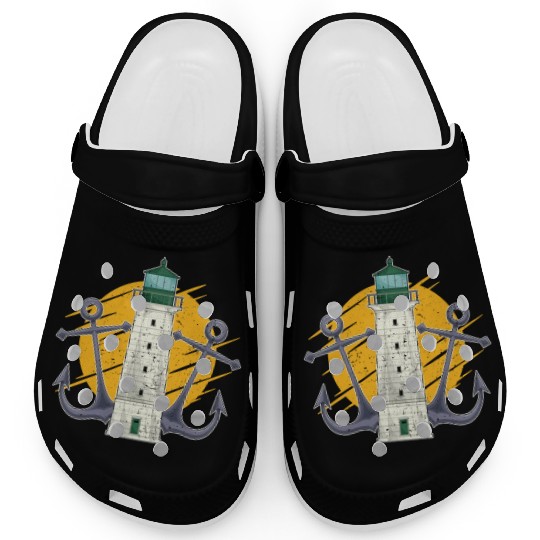 Full moon ship anchor gift lighthouse Clogs