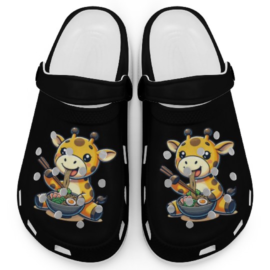 Cute Giraffe Eats Ramen Noodles Giraffe Ramen Clogs