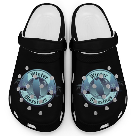 Winter Blessings Owl and Moon Badge Clogs