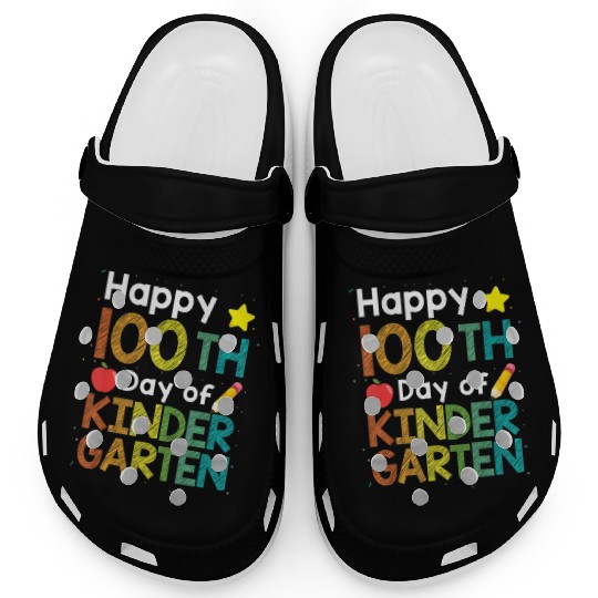 Cute 100 Days Of Kindergarten Teacher Colorful Clogs