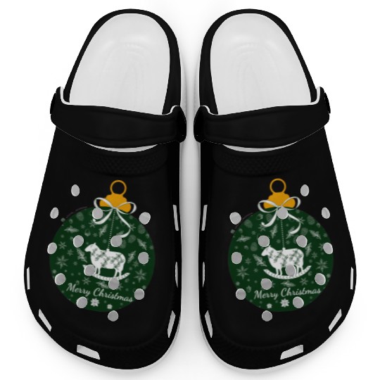 Green Lamb Christmas Ornament Clogs