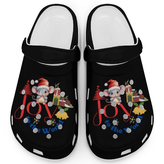 Joy to the World Christmas combination art white Clogs