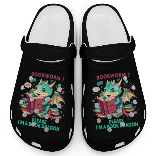 bookworm Please I'm A Book Dragon, Unisex graphic Clogs