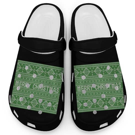Sage Green Ugly Sweater Christmas Snowflakes Fun Clogs