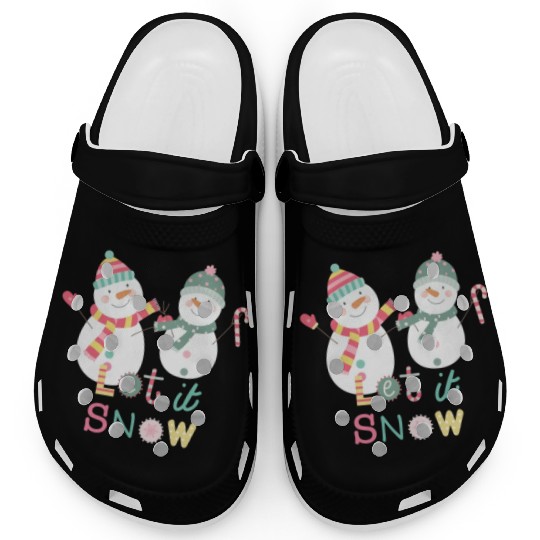 Fun Snowman Let It Snow Colorful Christmas Clogs